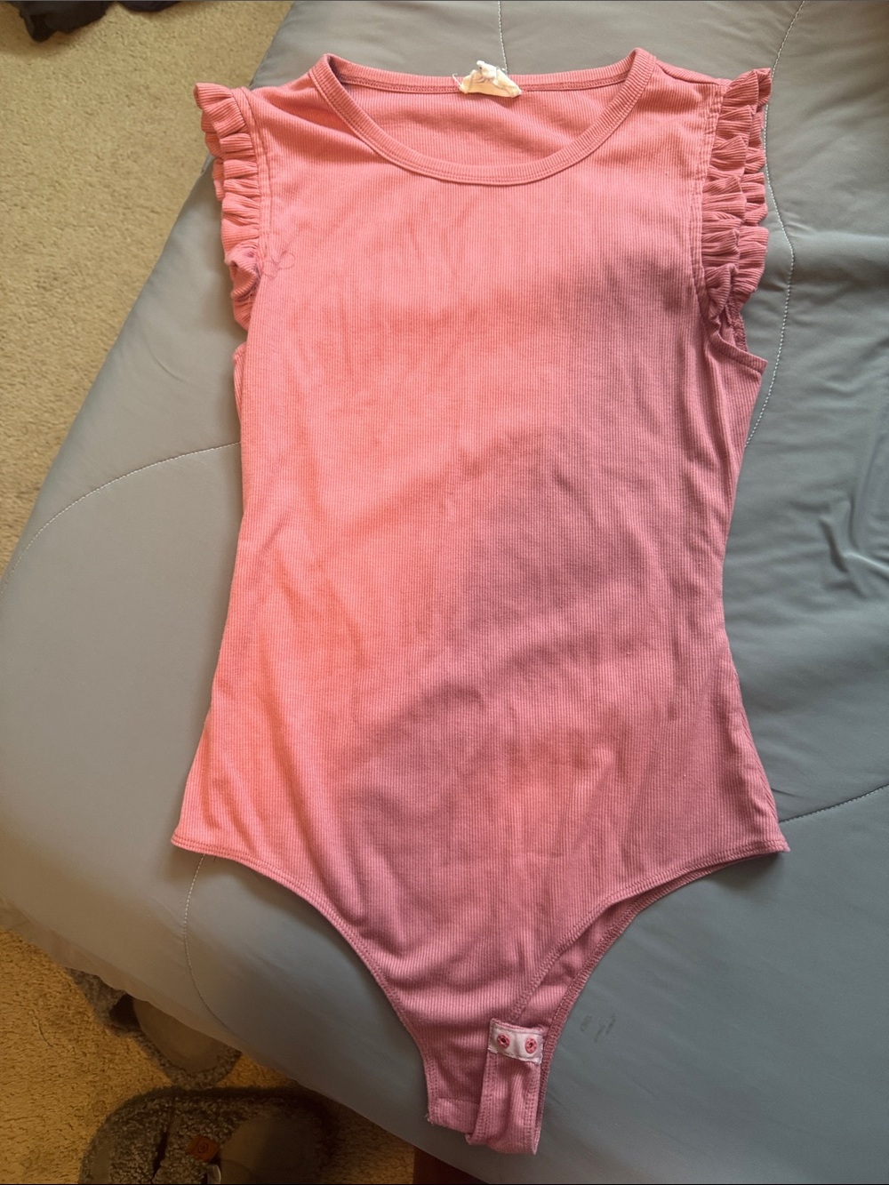 Girls Pink Ruffle Sleeve One-Piece Bodysuit